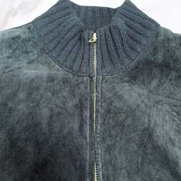 Lauren Ralph Lauren Women's Black Leather & Cashmere Blend Zip Up Vest, Size S - Picture 3 of 9